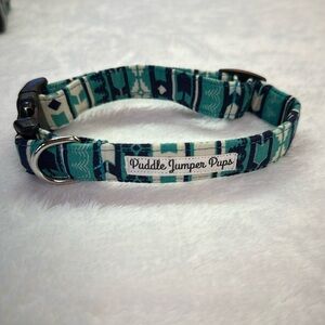 Puddle Jumper Pups Aztec Teal Green Print Collar Small Dog NWOT